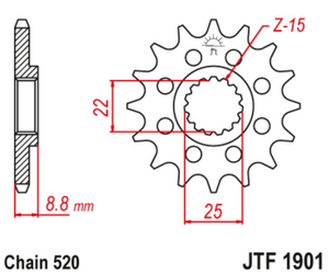 JT Steel Front Sprocket - JTF1901.13 - 520P - 13T