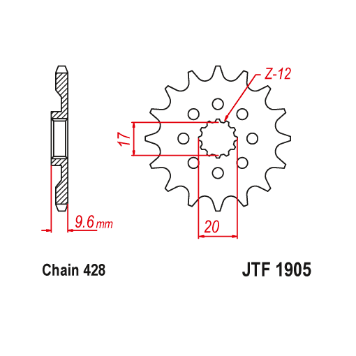 JT Front Sprocket - 85SX TC85 MC85 - 13T - 428P