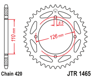 JT Steel Rear Sprocket - JTR1465.47 - 420P - 47T