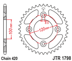 JT Steel Rear Sprocket - JTR1798.47 - 420P - 47T