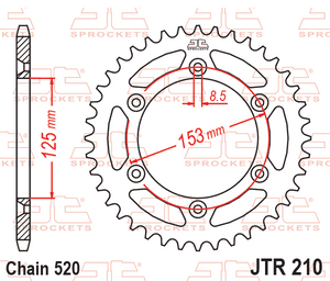 JT Twinstar Rear Sprocket - Grey - JTR210.50 - 520P - 50T