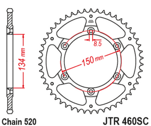 JT Steel Self Cleaning Rear Sprocket - JTR460.51SC - 520P - 51T