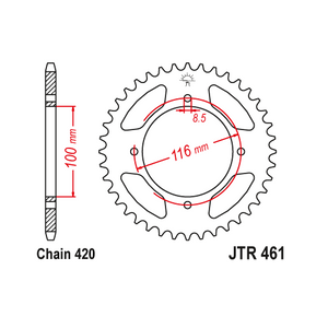 JT Rear Sprocket - Kawasaki KX85 - 51T - 420P - Steel