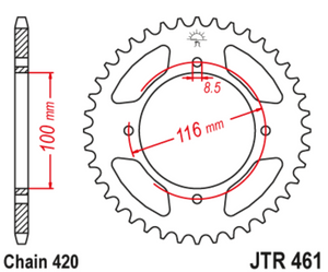 JT Steel Rear Sprocket - JTR461.54 - 420P - 54T