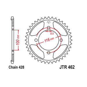 JT Steel Rear Sprocket - JTR462.51 - 428P - 51T