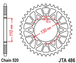 JT Racelite Aluminium Rear Sprocket - JTR486.43 - 520P - 43T - Black