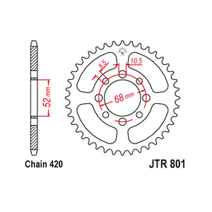 JT Steel Rear Sprocket - JTR801.38 - 420P - 38T