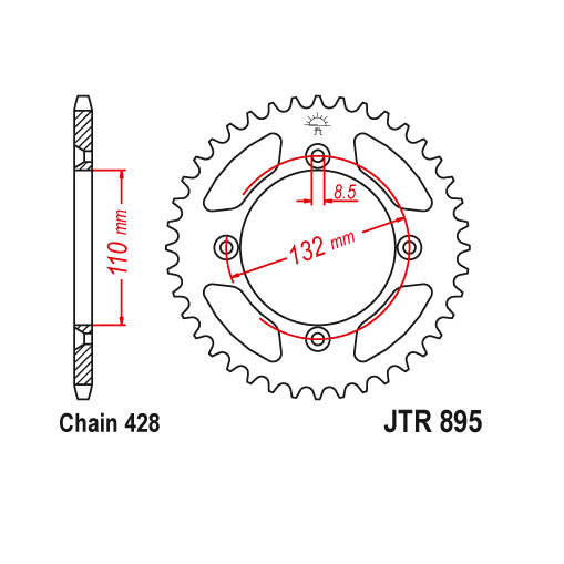 JT Rear Sprocket - TC85 85SX MC85 - 46T - 428P - Steel