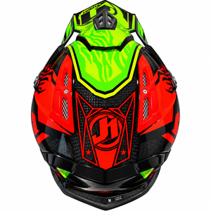 JUST1 J12 Adult LARGE Carbon MX Helmet - Dominator Lime Red
