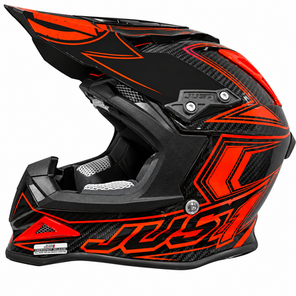 JUST1 J12 Adult MEDIUM Carbon MX Helmet - Fluro Orange