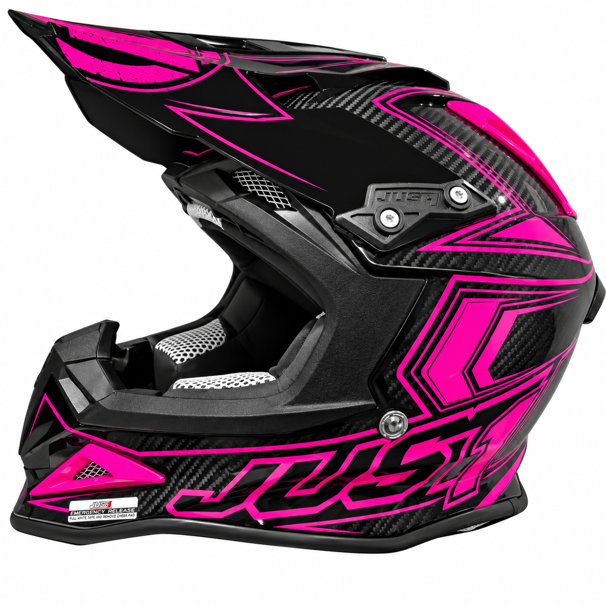 JUST1 J12 Adult 2XL Carbon MX Helmet - Fluro Pink
