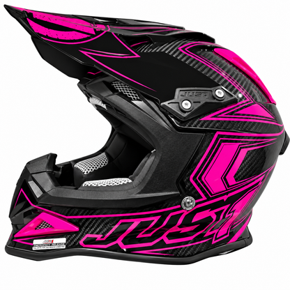 JUST1 J12 Adult LARGE Carbon MX Helmet - Fluro Pink