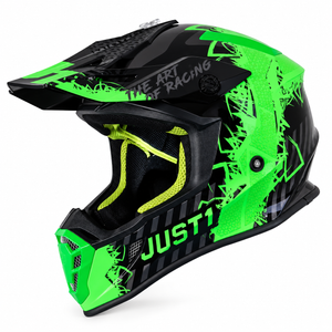 JUST1 J38 Adult LARGE MX Helmet Mask - Fluro Green / Titanium / Black