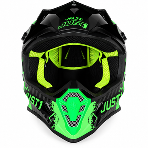 JUST1 J38 Adult LARGE MX Helmet Mask - Fluro Green / Titanium / Black
