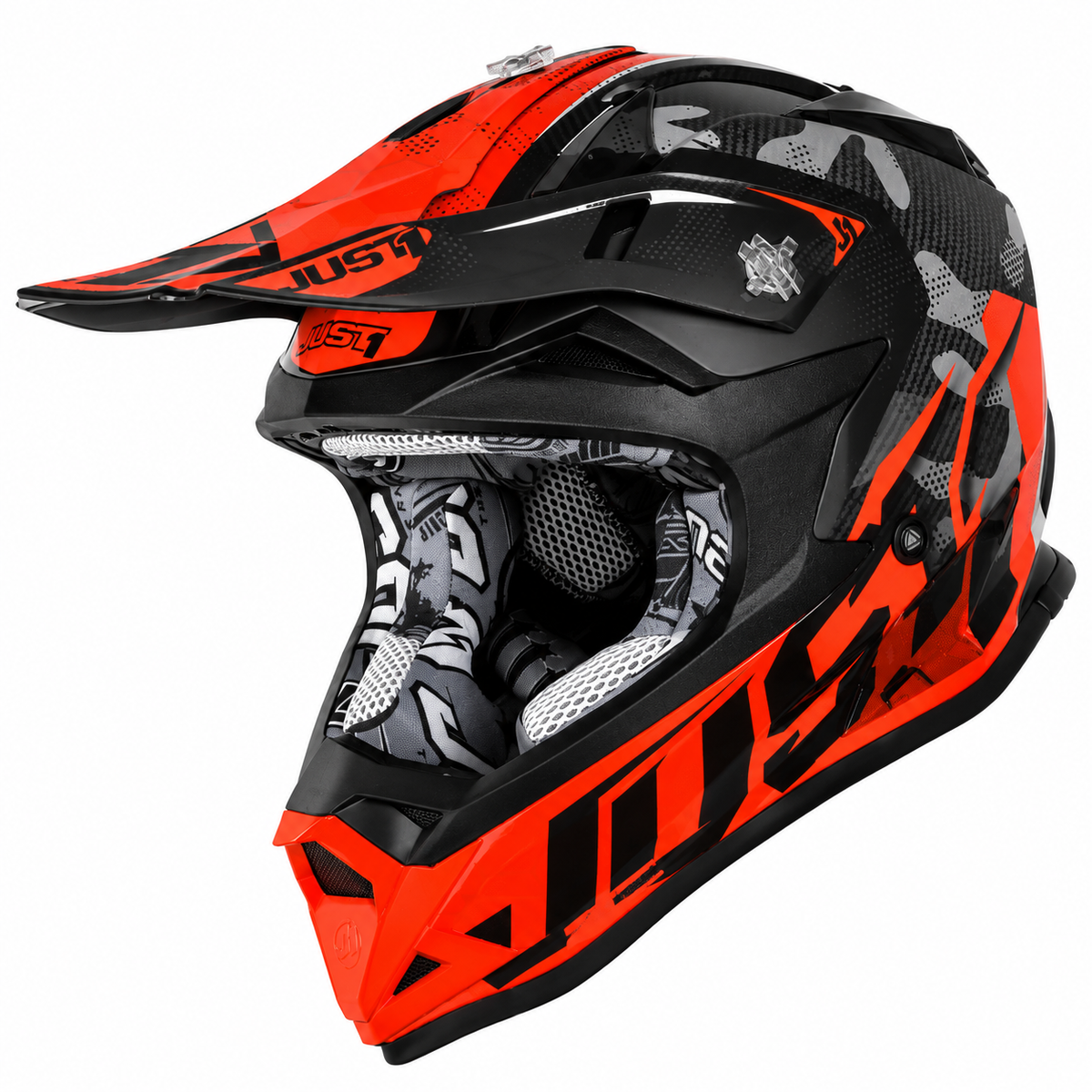 Just1 J32 Youth Small MX Helmet - Swat Camo Orange