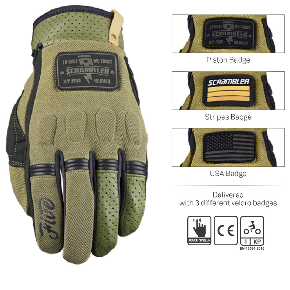 Five Scrambler Gloves - Khaki / Black