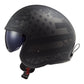 LS2 OF599 Spitfire II Black Flag Helmet - Matte Black / Titanium