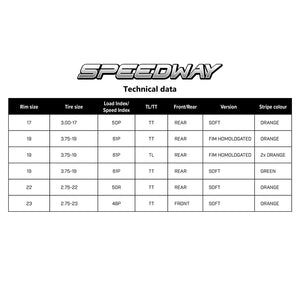 Mitas 375-19 Speedway Rear Tyre - 61P TL - 2 Orange Stripes