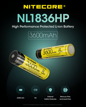 NITECORE LI-ION RECHARGEABLE 18650 BATTERY 3600MAH 3.6V