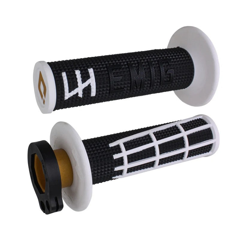ODI Emig 2.0 V2 Lock On Grips - Black / White - 2 & 4 Stroke