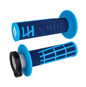 ODI Emig 2.0 V2 Lock On Grips - Navy / Cyan - 2 & 4 Stroke