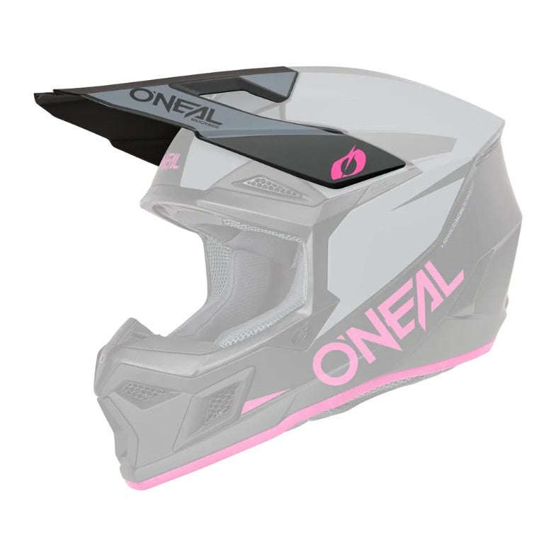 Oneal 3SRS Replacement Adult Helmet Peak - Solid Pink Grey Black
