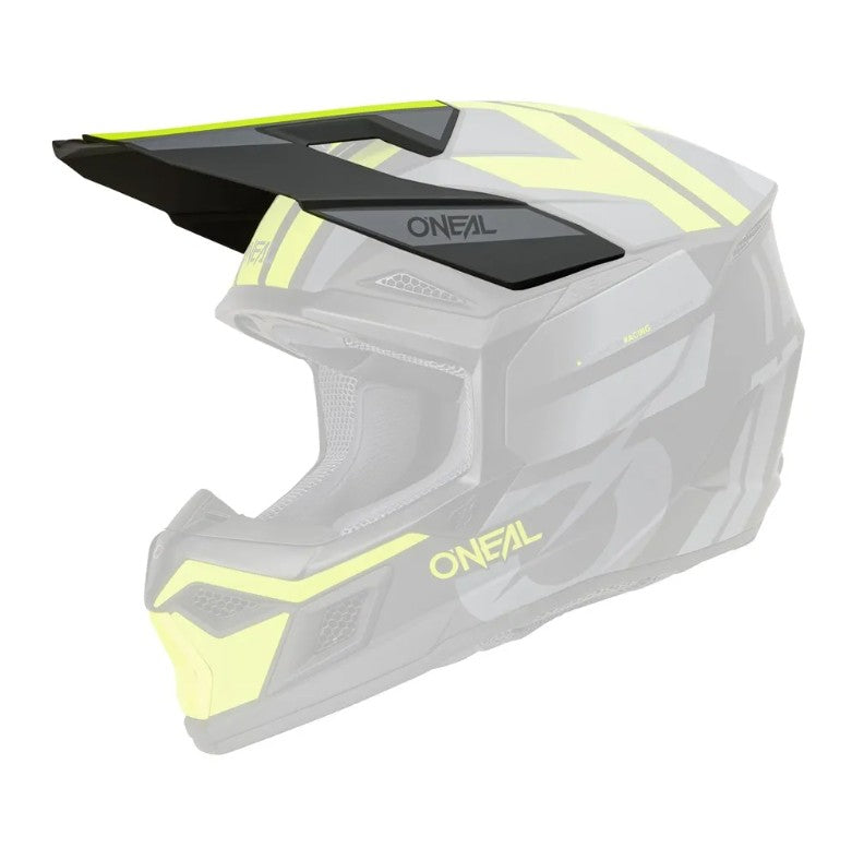 Oneal 3SRS Replacement Adult Helmet Peak - Ride Black Grey Neon Yellow