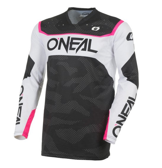 Oneal Hardwear Adult MX Jersey - Camo Black / White / Pink