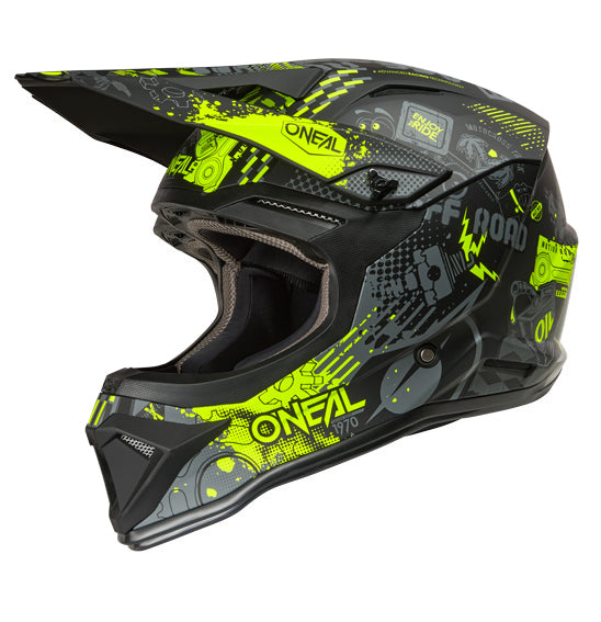 Oneal 1SRS Youth MX Helmet - Vibrant Black Neon Yellow