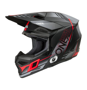 Oneal 3SRS Adult MX Helmet - Haze Black Grey Red