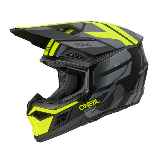Oneal 3SRS Adult MX Helmet - Ride Black Grey Neon Yellow