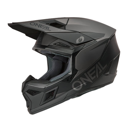 Oneal 3SRS Adult MX Helmet - Solid Black Grey
