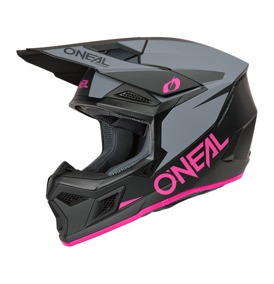 Oneal 3SRS Adult MX Helmet - Solid Pink Grey Black