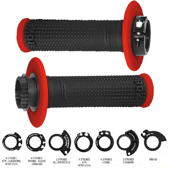 Progrip PG708 Lock On Diamond Grips - Red / Black