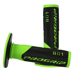 Progrip 801 Double Density 1/2 Waffle MX Grips - Fluro Green / Black