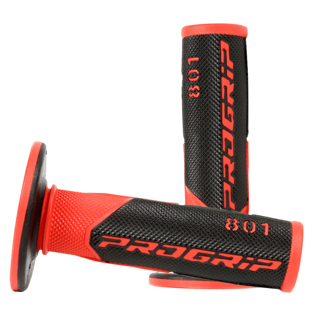 Progrip 801 Double Density 1/2 Waffle MX Grips - Black / Red