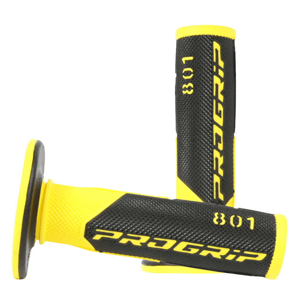 Progrip 801 Double Density 1/2 Waffle MX Grips - Black / Yellow