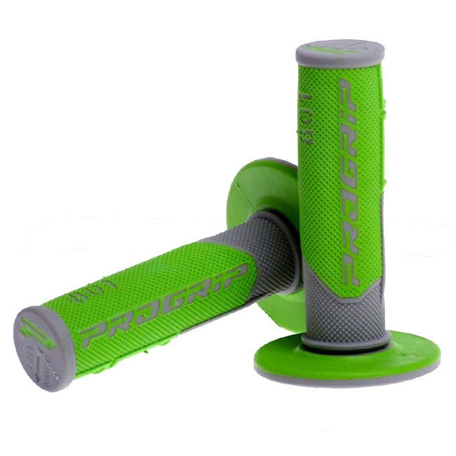 Progrip 801 Double Density 1/2 Waffle MX Grips - Grey / Green