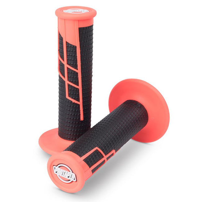 Pro Taper Lock On Grips - 1/2 Waffle - Neon Red / Black