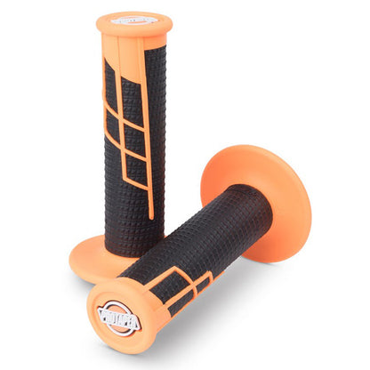 Pro Taper Lock On Grips - 1/2 Waffle - Neon Orange / Black