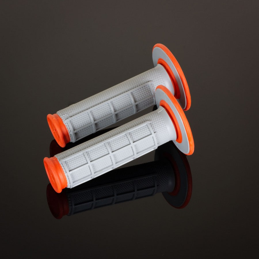 Renthal 1/2 Waffle Dual Compound Grips - Grey / Orange