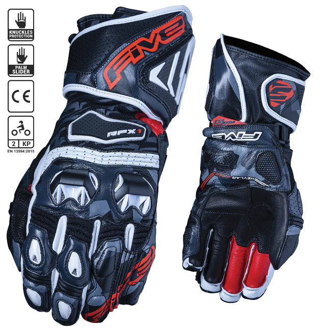 Five RFX1 Race Gloves - Replica Camo / Red