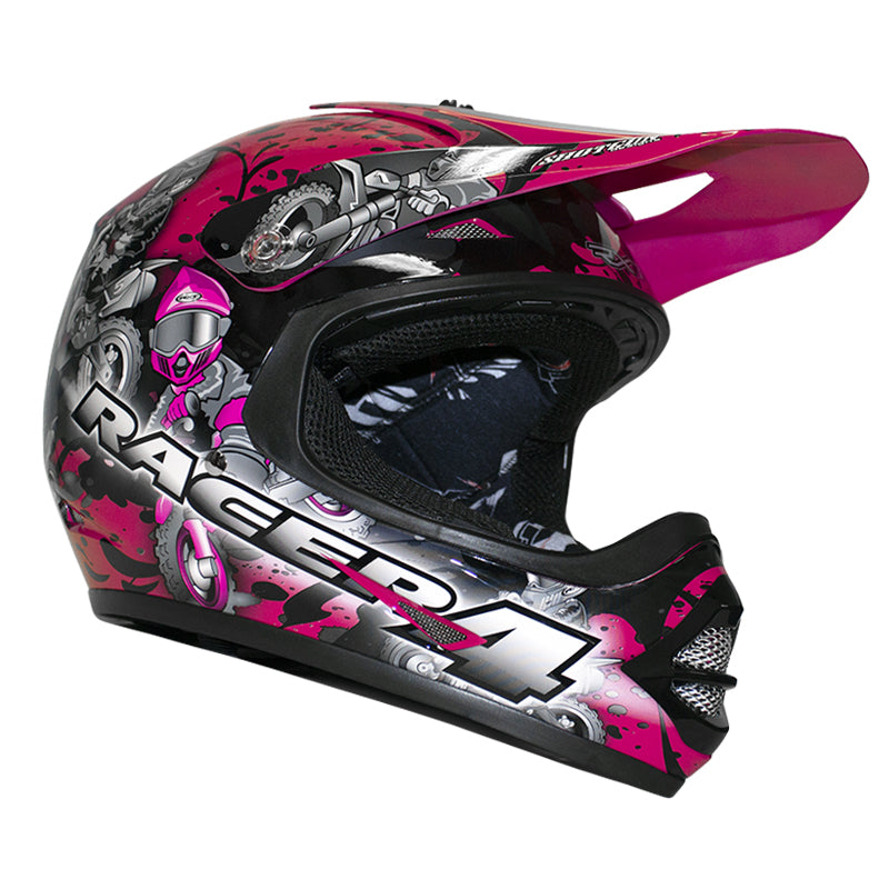 RXT Medium Youth Racer 4 MX Helmet - Black Magenta
