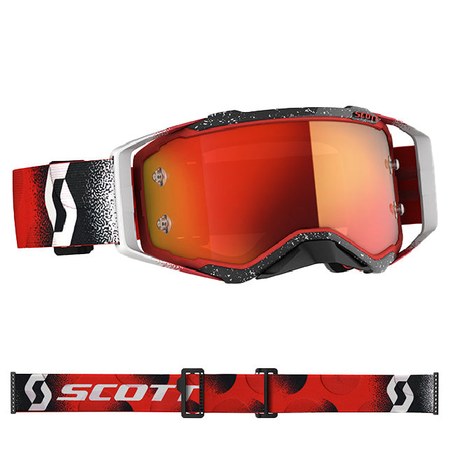 Scott Prospect Adult MX Goggles - Red White - Orange Chrome Works Lens