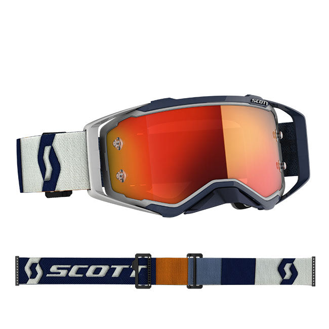 Scott Prospect Adult MX Goggles - Grey Dark Blue - Orange Chrome Works Lens