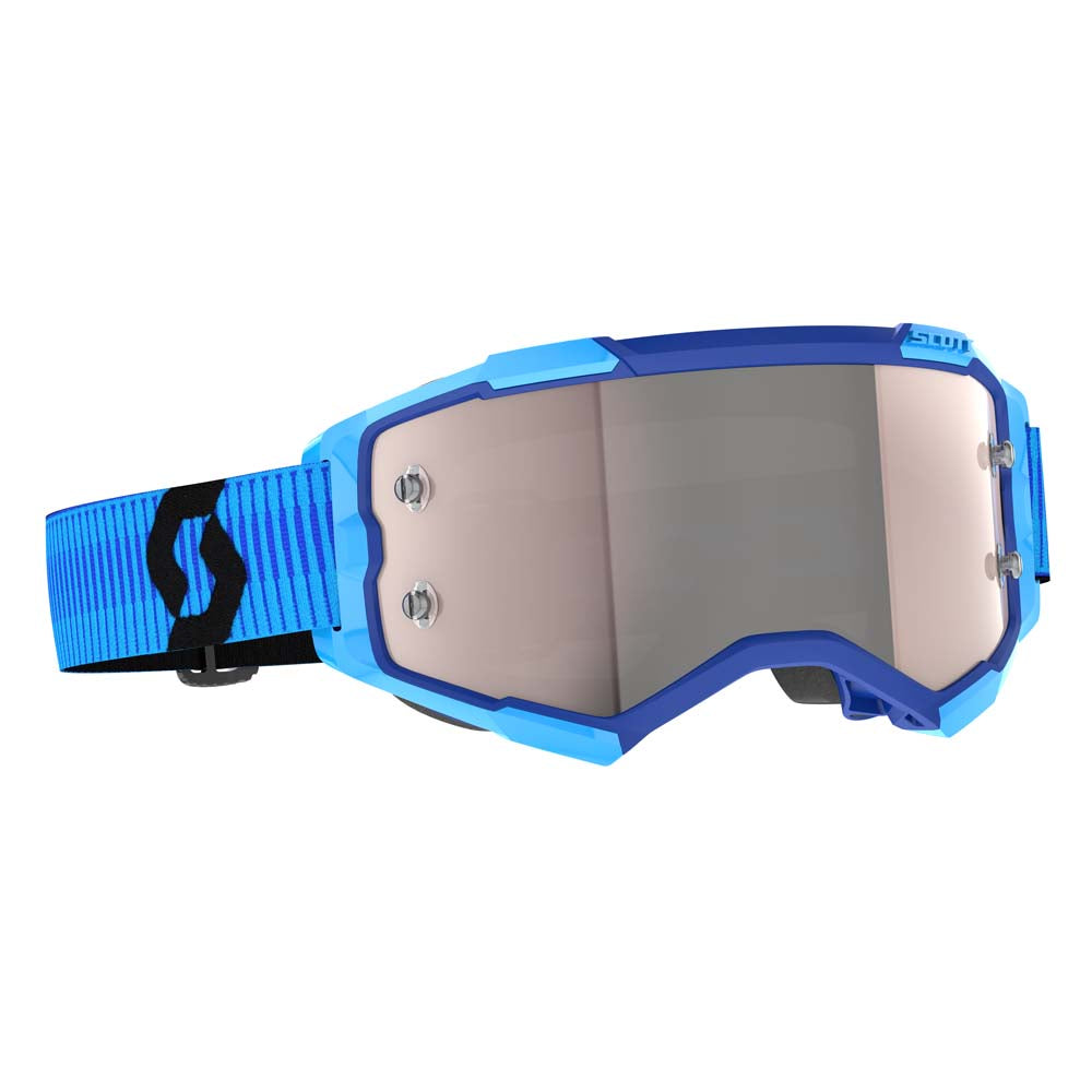 Scott Fury Adult MX Goggles - Blue Black - Silver Chrome Works Lens