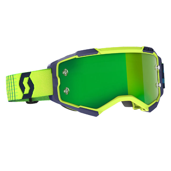 Scott Fury Adult MX Goggles - Blue Yellow - Green Chrome Works Lens