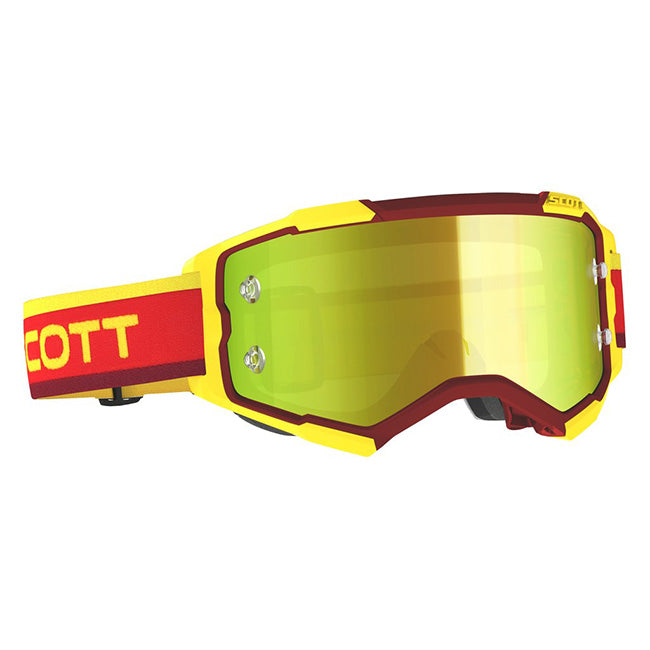 Scott Fury Adult MX Goggles - Red Yellow - Yellow Chrome Works Lens