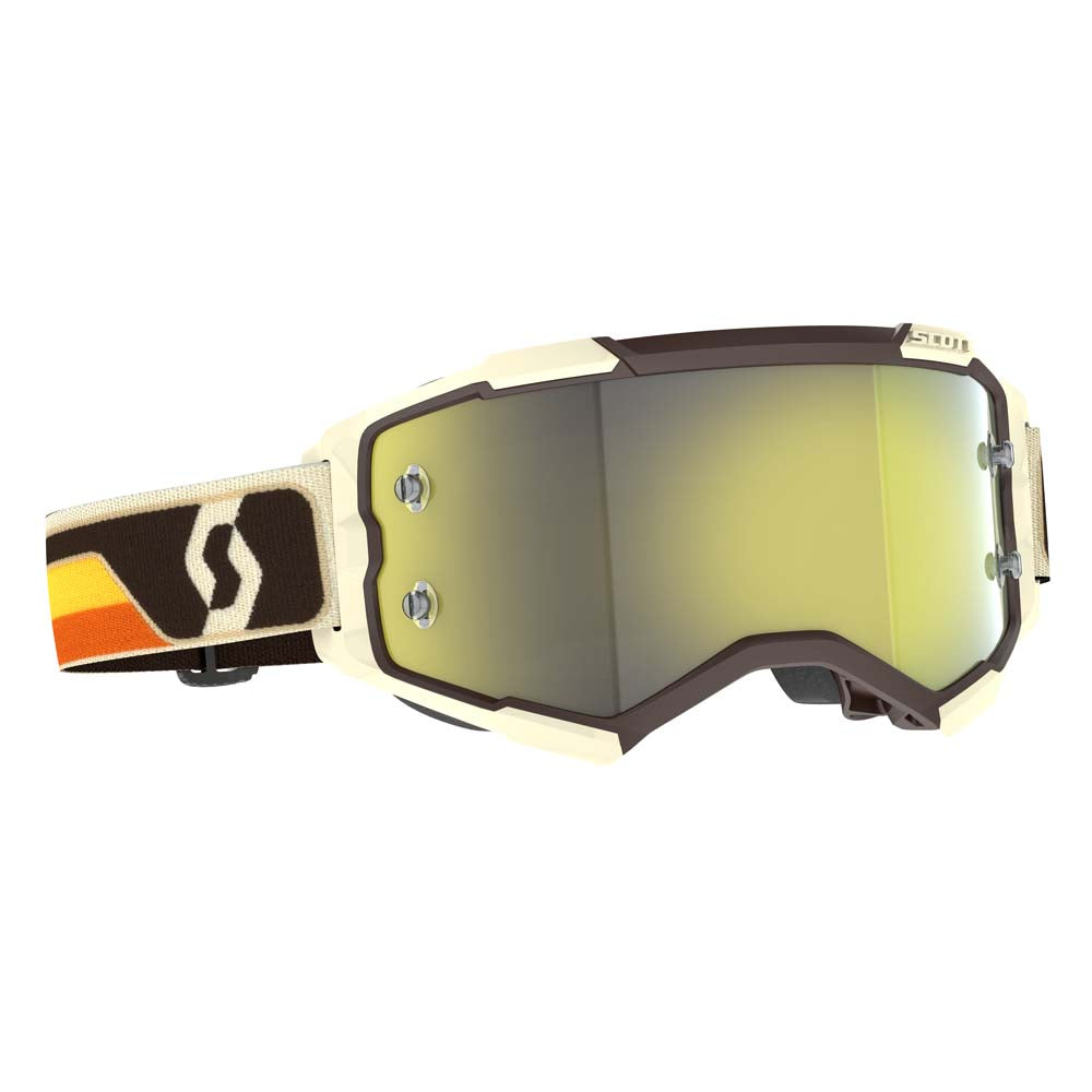 Scott Fury Adult MX Goggles - Deep Brown Beige - Yellow Chrome Works Lens