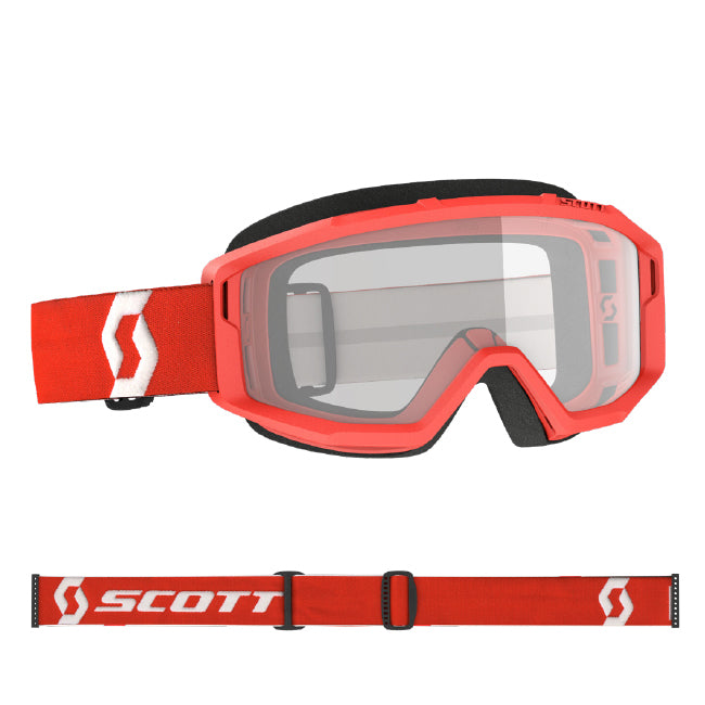 Scott Primal Adult MX Goggles - Red - Clear Lens